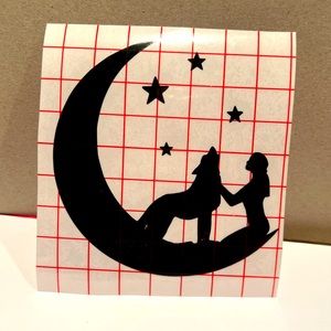 Wolf moon vinyl typically used for car windows or tumblers